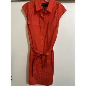 Donna Morgan Dress Size 10 Orange Full Button With Tie Sleeveless